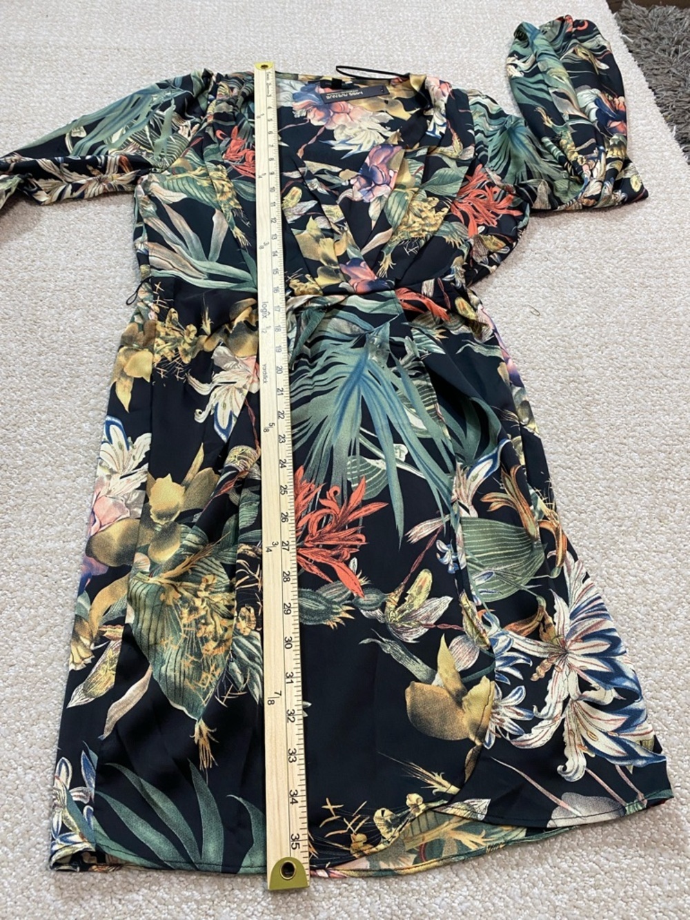 Miss Avenue Black Floral Long Sleeve Midi Shirt Dress Size M - Picture 12 of 16